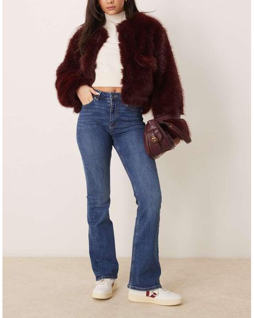 Gina Tricot Blue High Rise Flare Leg Stretch Jeans