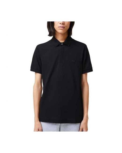 Lacoste Black Regular Fit Paris Stretch Pique Polo Short Sleeve Pullover, Cotton/Pique/Elastane for men