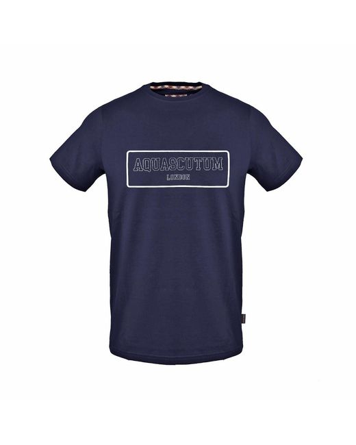 Aquascutum Blue Crew Neck Short Sleeve Jersey T-Shirt for men