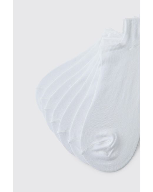 BoohooMAN White 7 Pack Plain Trainer Socks for men