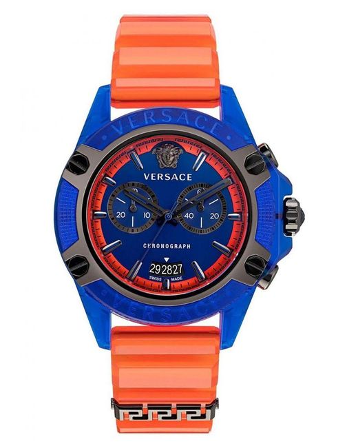 Versace Blue Icon Active 's Orange Watch Vez700922 Silicone