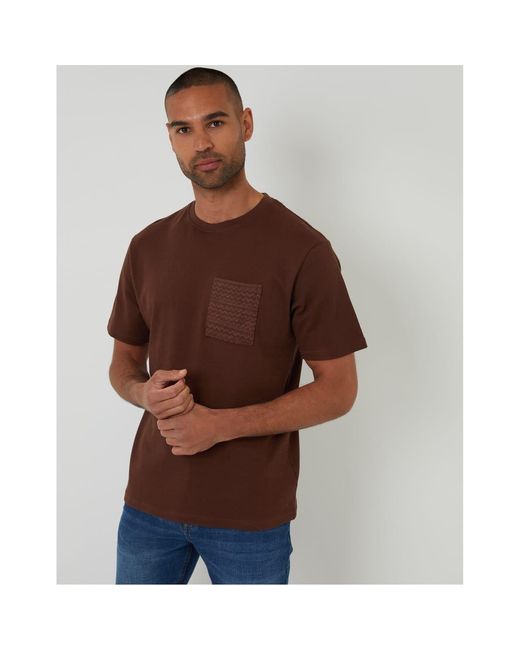 Threadbare Brown Havana Regular Fit Crew Neck T-Shirt for men