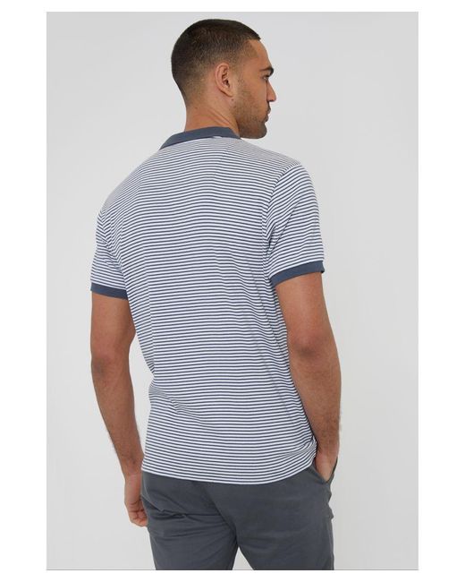 Threadbare Blue Mid 'Jenner' Stretch Cotton Stripe Polo Shirt for men