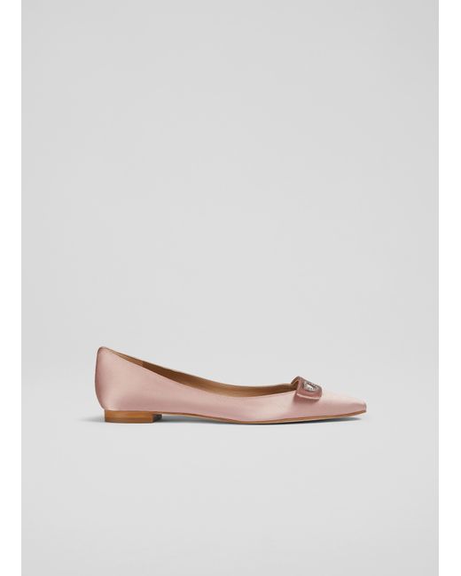 L.K.Bennett White Amore Flats, Blush