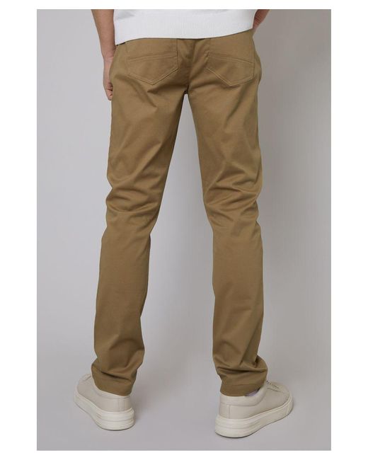 Threadbare Natural Light 'Ego' Cotton Slim Fit 5 Pocket Chino Trousers With Stretch for men