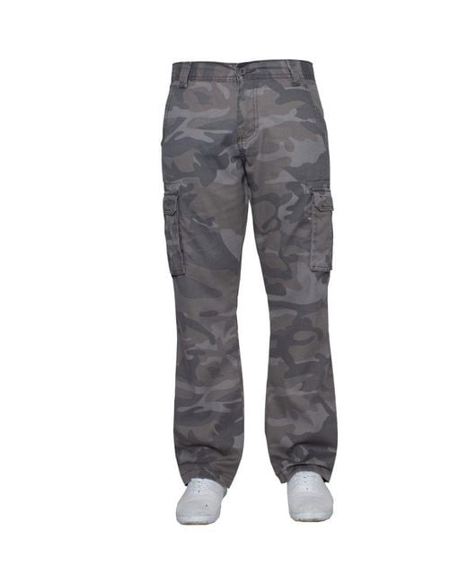 Kruze By Enzo Gray Cargo Combat Trousers for men