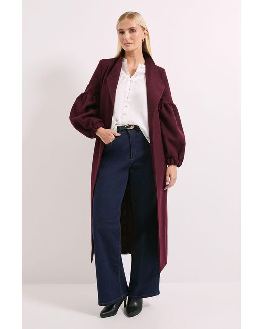 PRINCIPLES Blue Wrap Front Balloon Sleeve Coat