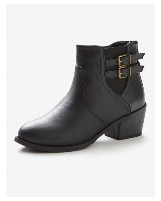 RIVERS Black Oft Piper Buckle Zip Boot