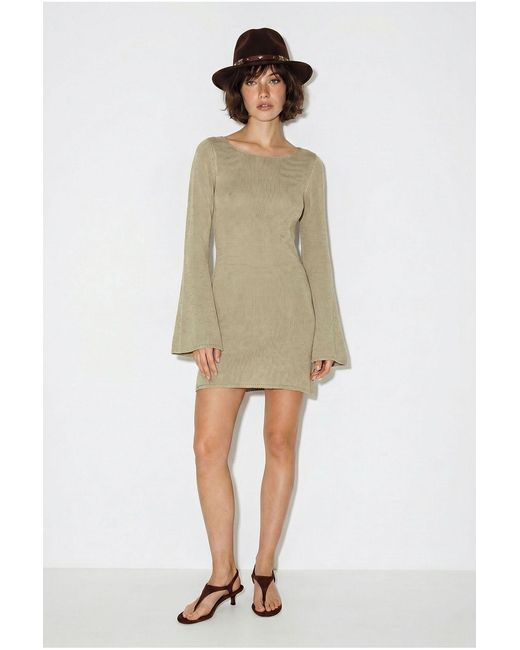 Bianco Lucci Natural Ribbed Knit Mini Dress