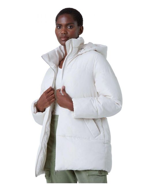 Roman Gray Padded Hooded Mid Length Coat