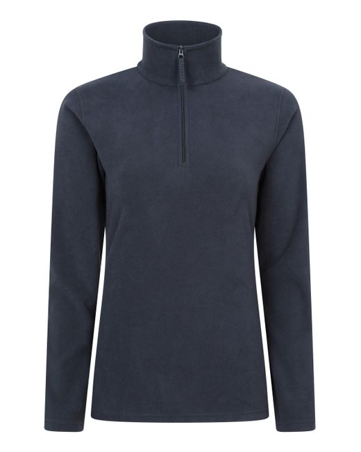 Mountain Warehouse Blue 'Camber' Striped Fleece Top Half Zip Quick Dry Breathable Sweater