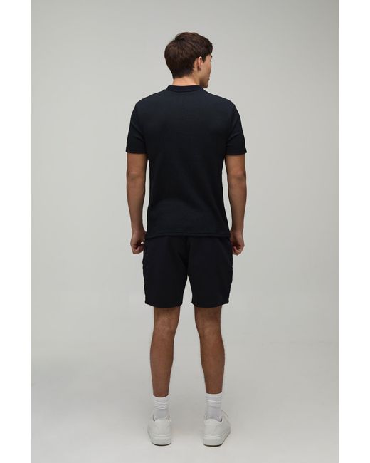 BoohooMAN Black Essential Skinny Fit Fixed Waist Chino Shorts for men