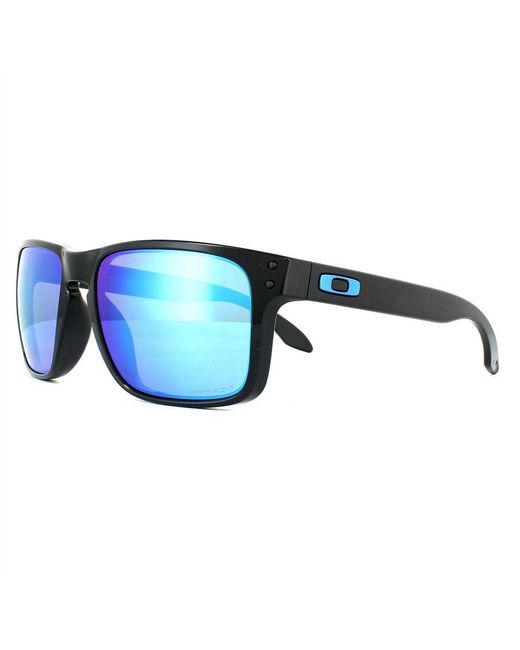 Oakley Blue Rectangle Polished Prizm Sapphire Sunglasses for men