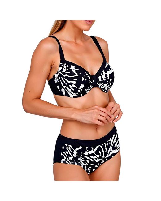 Teleno Black Bikini With Underwire And High-Waisted Bottoms Tegb0352C