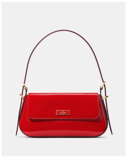 Kate Spade Red Bridget Patent Fabric Small Flap Shoulder