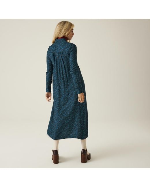 Regatta Blue Orla Kiely Button Center Collared Winter Dress