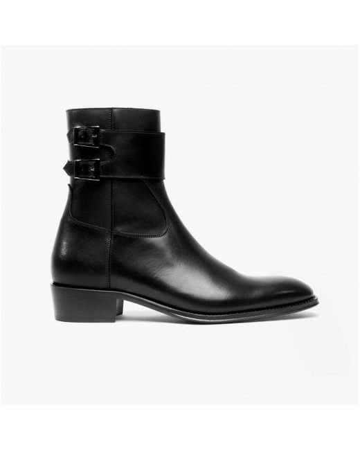 Club Cubano Black Anfibio Leather Cuban Heel Boots for men
