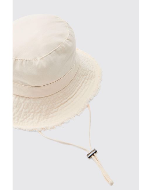 BoohooMAN White Bucket Hat With Drawstring for men