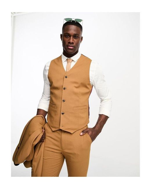 ASOS Skinny Suit Waistcoat in Natural for Men Lyst UK