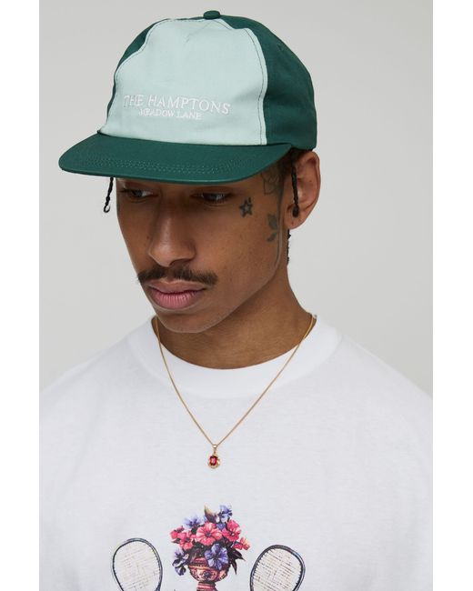BoohooMAN Green Hamptons Embroidered Cap for men