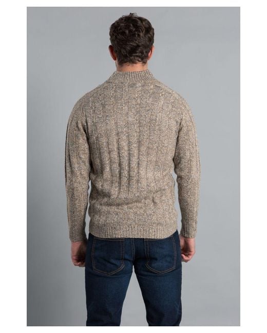 Kensington Eastside Gray Ribbed Zip-Up Funnel Neck Cardigan for men