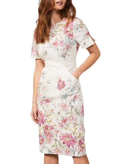 Phase Eight White Marie Floral Fitted Dress