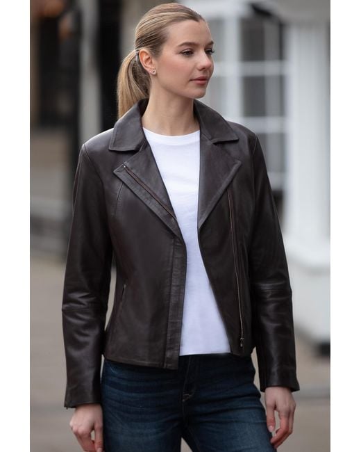 Ashwood Leather Gray Real Biker Jacket With Hidden Zips