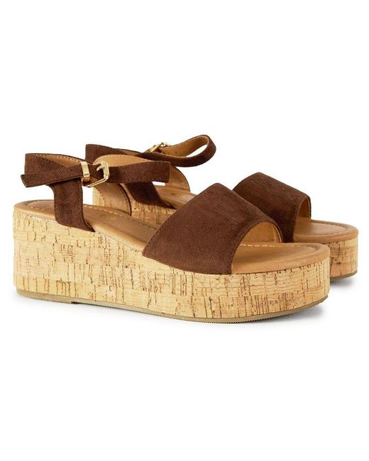 V.Gan Brown Vegan Gotu Cork Wedge Sandals