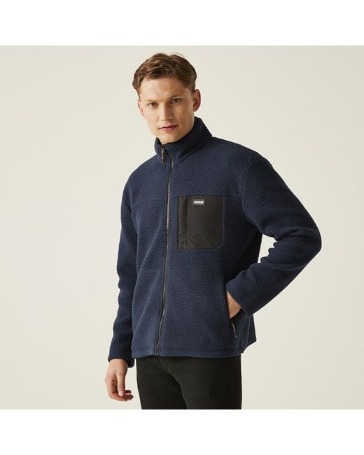 Regatta Blue Frankie Full Zip Outdoor Warm Winter Borg Fleece Jacket for men