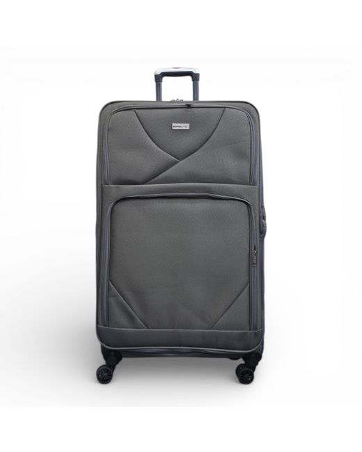 Infinity Leather Gray Soft Shell Lightweight Nylon 4 Wheel Travel Case Holiday Extra Large Suitcase
