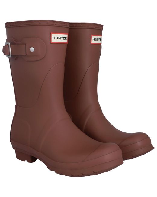 Hunter Brown Dark Original Short Wellington Boots
