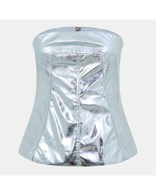 Amy Lynn Blue Amylynn Metallic Backtab Slim Fit Bustier