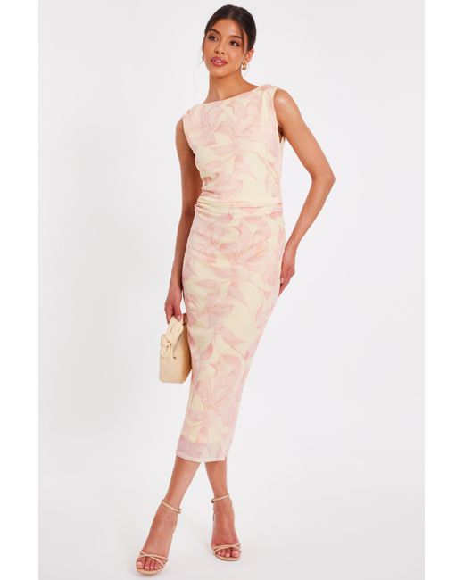 Quiz White Mesh Floral Midaxi Dress