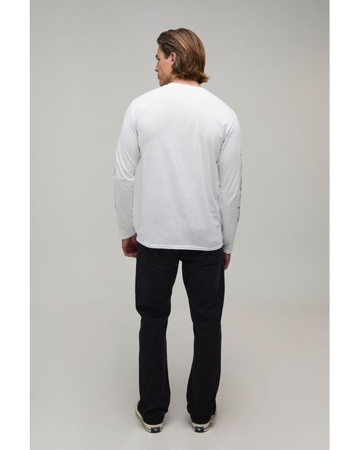 BoohooMAN Gray Regular Western Print Long Sleeve T-Shirt Cotton for men