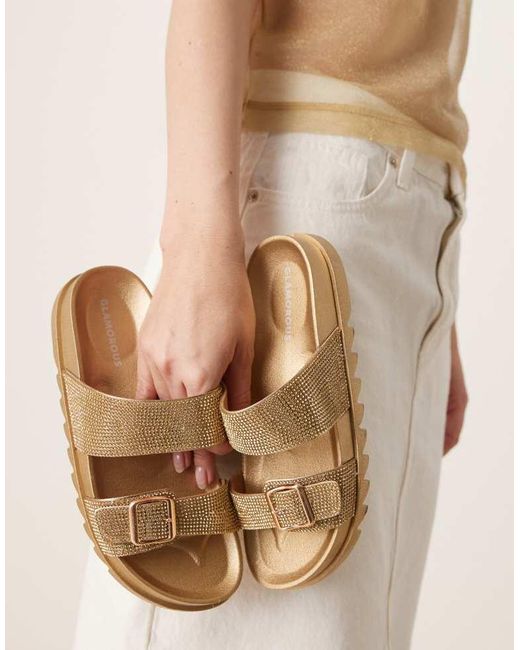Glamorous White Rhinestone Strap Slides