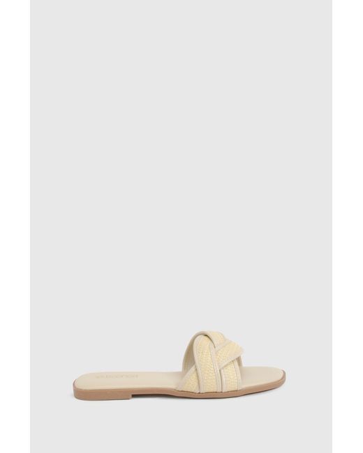 Boohoo Natural Raffia Contrast Crossover Detail Sliders
