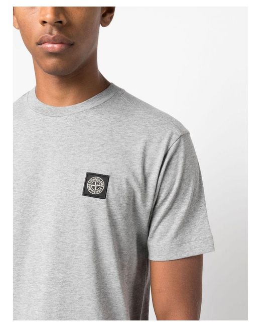 Stone Island Katoenen T-shirt Met Kompasapplicatie In Grijs in het Gray voor heren