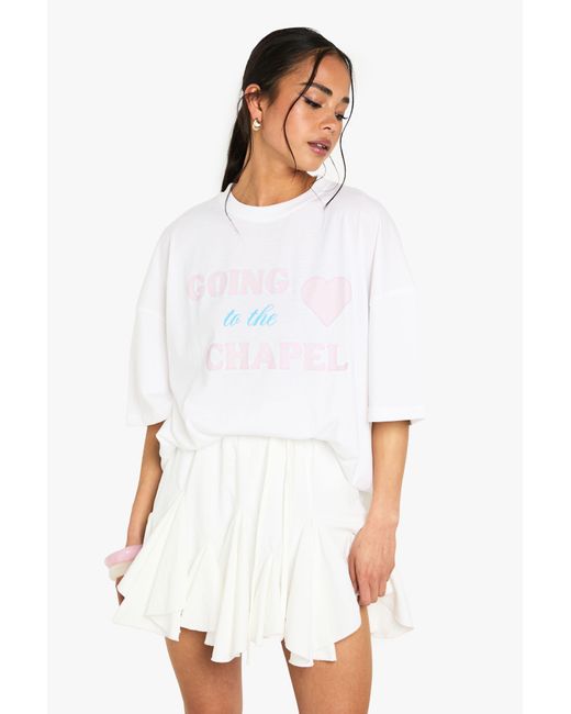Boohoo White Bridal 'Going To The Chapel' Slogan Oversized T-Shirt