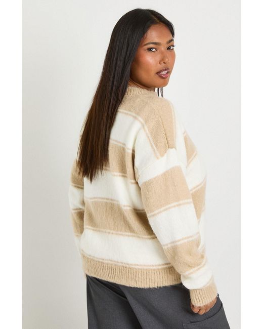 Boohoo Natural Plus Oversized Marl Stripe Jumper