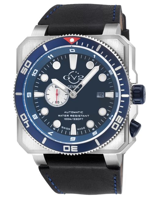 Gv2 Gray Xo Submarine Swiss Automatic Movement Sa100 Dial Handmade Italian Leather Watch for men