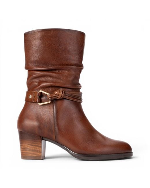 Pikolinos Brown Leather Mid-Calf High Boots