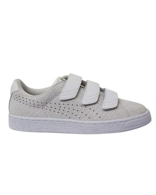 PUMA Basket Strap Exoticskin White Hook And Look Trainers 362707