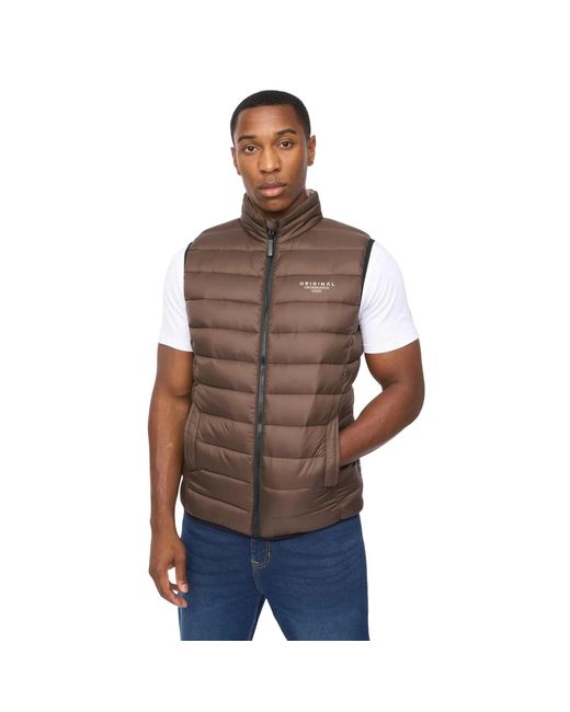 Crosshatch Brown Gattering Mve Quilted Gilet for men