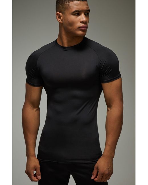 BoohooMAN Black Active Lightweight Essentials Gym Muscle Fit Raglan T-Shirt 2 Pack for men