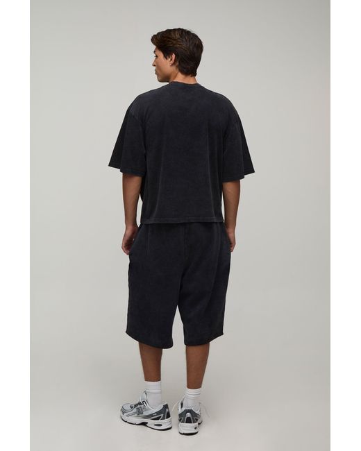 BoohooMAN Blue Essential Washed Oversized Boxy Front Pocket T-Shirt for men