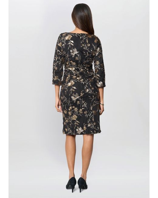 Gina Bacconi Black Sue Sequin Embroidered Dress