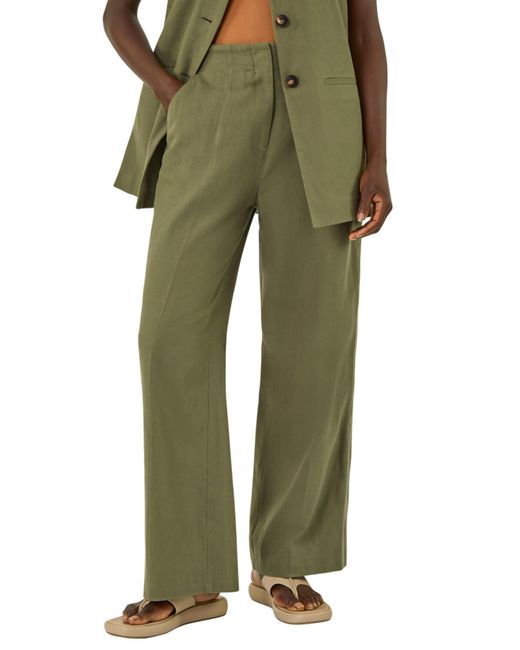 Roman Green Smart Twill Wide Leg Pocket Trouser