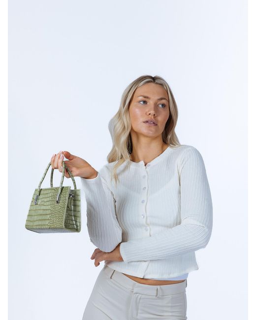 SVNX Green Mini Croc Crossbody Bag