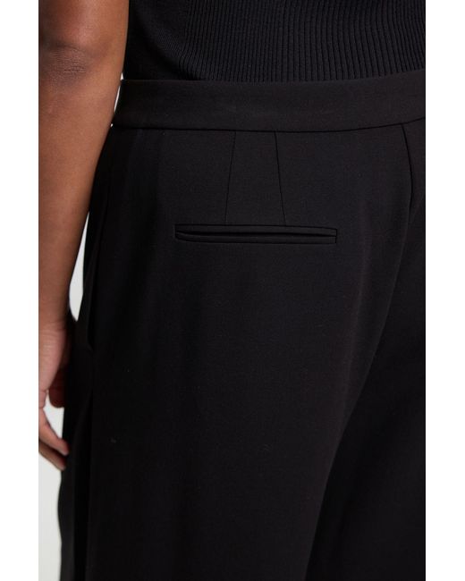 Karen Millen Black Plus Size Compact Stretch Tailored Wide Leg Trouser
