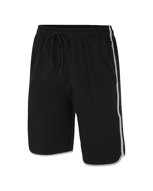 KAM Jeanswear Black Kam Shorts With Side Stripe Cotton Blend Gym for men